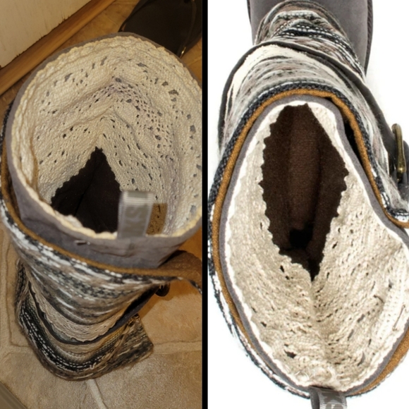 Muk luks southwestern strap belt Nikki 3-in-1 styles pull on gray suede boots 10 - Picture 9 of 17